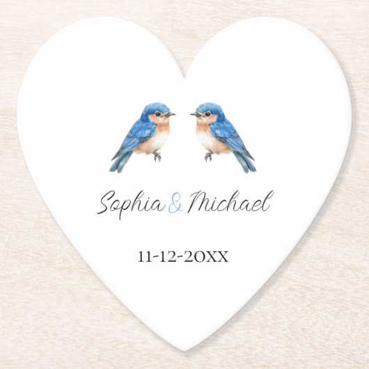 Blaue Liebesvögel Hochzeit Untersetzer (Vorderseite)