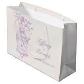 Blaue Liebesvögel öffnen Vogelkäfig Hochzeitsgesch Große Geschenktüte (Rückseite Schrägansicht)