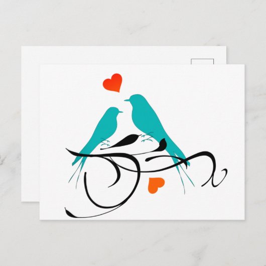 Blaue Liebesvögel Postkarte (Vorne/Hinten)