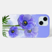 Blaue Lila Anemone-Blume Case-Mate iPhone Hülle (Rückseite (Horizontal))