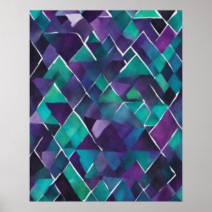 BLAUE LILA AQUAMARINE CRYSTAL MOSAIC WALL ART 2 POSTER