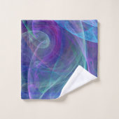 Blaue Lila Aquamarine Luftabstraktion Badhandtuch Set (Waschlappen)