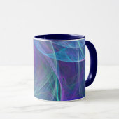 Blaue Lila Aquamarine Luftabstraktion Tasse (VorderseiteRechts)