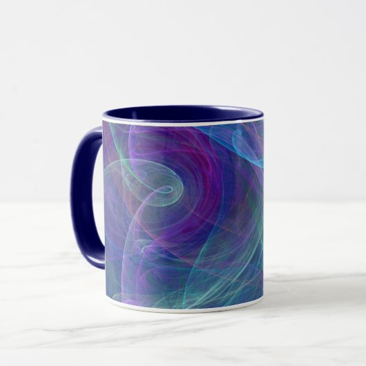 Blaue Lila Aquamarine Luftabstraktion Tasse (Vorderseite Links)