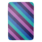 Blaue Lila Aquamarine Streifen Große Badematte (Vorderseite Vertikal)