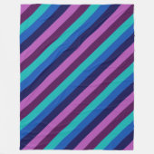 Blaue Lila Aquamarine Streifen Große Fleecedecke (Vorderseite)