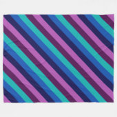 Blaue Lila Aquamarine Streifen Große Fleecedecke (Vorderseite (Horizontal))