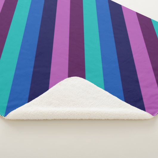 Blaue Lila Aquamarine Streifen Kleine Sherpa Blank Sherpadecke (3/4)