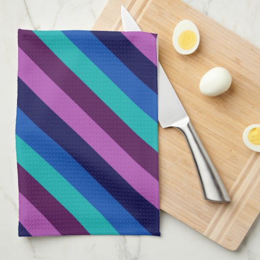 Blaue Lila Aquamarine Streifen Küchentuch (Viertel Falte)