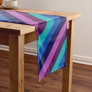 Blaue Lila Aquamarine Streifen Mitteltafel Mittelgroßer Tischläufer