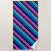 Blaue Lila Aquamarine Streifen Strandtuch (Vorderseite)