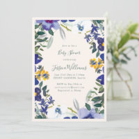 Blaue Lila Aquarell-Blumengarten-Baby-Party