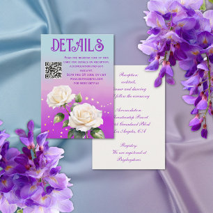 Blaue Lila Aquarell-Ombre-Rosen Frühlingshochzeit Begleitkarte