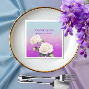 Blaue Lila Aquarell Ombre Rosen Frühlingshochzeit Serviette