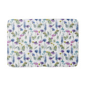 Blaue Lila Aquarell-Wildblume Badematte (Vorderseite)