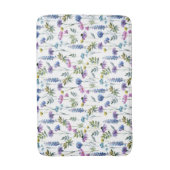 Blaue lila Aquarell-Wildblume Badematte (Vorderseite Vertikal)