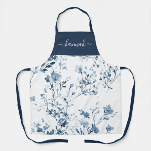 Blaue Lila Aquarell-Wildblume Benutzerdefinierter  Schürze