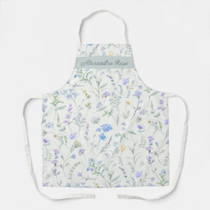 Blaue Lila Aquarell-Wildblume Benutzerdefinierter Schürze