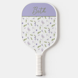 Blaue Lila Aquarell-Wildblume Benutzername Pickleball Schläger