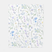 Blaue lila Aquarell-Wildblume Fleecedecke (Vorderseite)