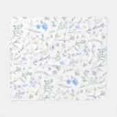 Blaue lila Aquarell-Wildblume Fleecedecke (Vorderseite (Horizontal))