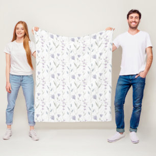Blaue lila Aquarell-Wildblume Fleecedecke