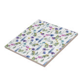 Blaue lila Aquarell-Wildblume Fliese (Seite)