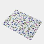 Blaue lila Aquarell-Wildblume Fußmatte (Schrägansicht)