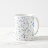 Blaue lila Aquarell-Wildblume Kaffeetasse (VorderseiteRechts)