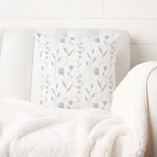 Blaue lila Aquarell-Wildblume  Kissen