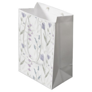 Blaue lila Aquarell-Wildblume Mittlere Geschenktüte