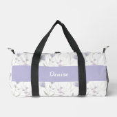 Blaue Lila Aquarell-Wildblumen-Monogramm Duffle Bag (Vorderseite)