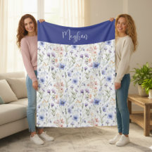 Blaue Lila Aquarell-Wildblumen-Name