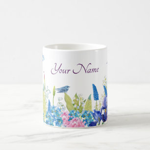 Blaue lila Aquarellblütenästhetik Kaffeetasse