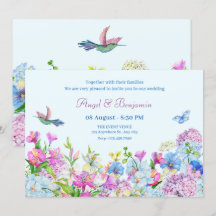 Blaue Lila Aquarellfarben Blume Blühen Hochzeit