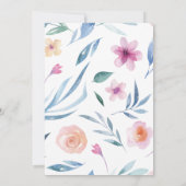 Blaue Lila Aquarellfarben Blume Hochzeitsfeiern Einladung (Rückseite)