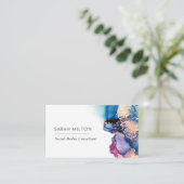 Blaue Lila Aquarelltinte Visitenkarte (Stehend Vorderseite)