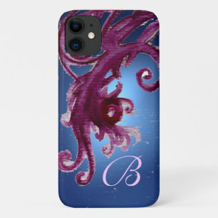 BLAUE LILA BERRIEN UND BLUMENWIRBEL MONOGRAMM Case-Mate iPhone HÜLLE
