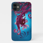 BLAUE LILA BERRIEN UND BLUMENWIRBEL MONOGRAMM Case-Mate iPhone HÜLLE (Rückseite)