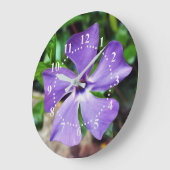 Blaue lila Blätter Große Wanduhr (Winkel)