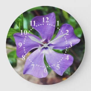 Blaue lila Blätter Große Wanduhr