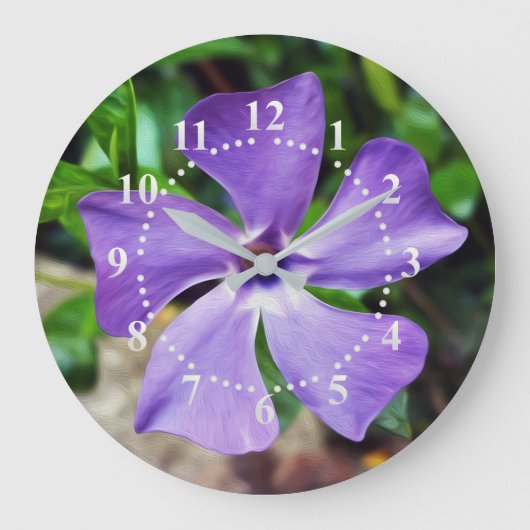 Blaue lila Blätter Große Wanduhr (Vorderseite)