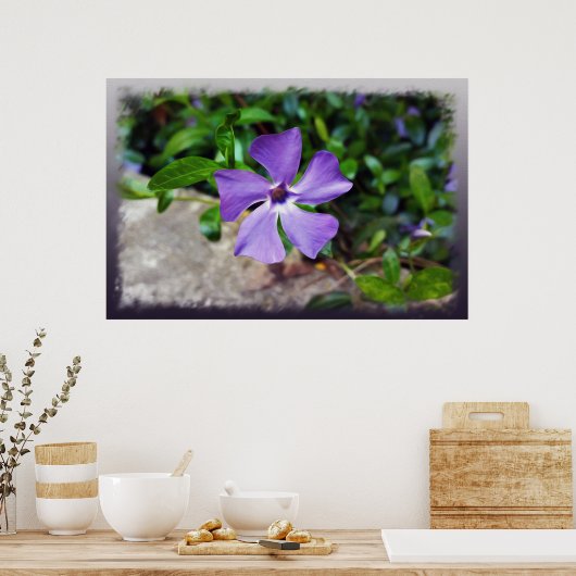 Blaue lila Blätter Poster (Küche)