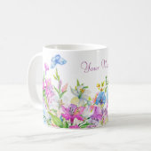 Blaue Lila Blume Kaffeetasse (Vorderseite Links)