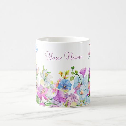 Blaue Lila Blume Kaffeetasse (Mittel)