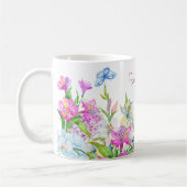 Blaue Lila Blume Kaffeetasse (Links)