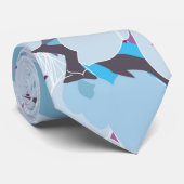 Blaue lila Blume Krawatte (Gerollt)