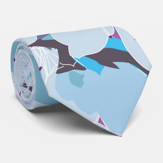 Blaue lila Blume Krawatte (Gerollt)