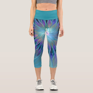 Blaue Lila Blume Traumstrecke Airolo - Fraktal Capri Leggings