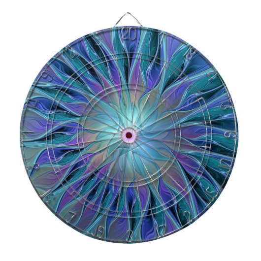 Blaue Lila Blume Traumstrecke Airolo - Fraktal Dartscheibe (vorne)